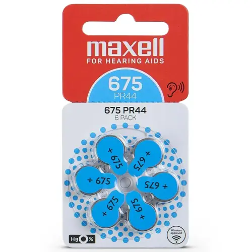 BATERI PER APARAT DEGJIMI MAXELL PR44 (675) ZINK AIR 6PK BLISTER [33450]