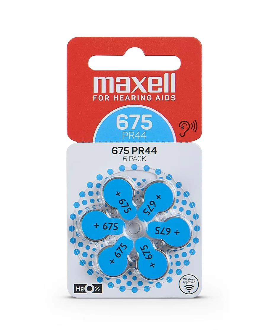 BATERI PER APARAT DEGJIMI MAXELL PR44 (675) ZINK AIR 6PK BLISTER [33450]
