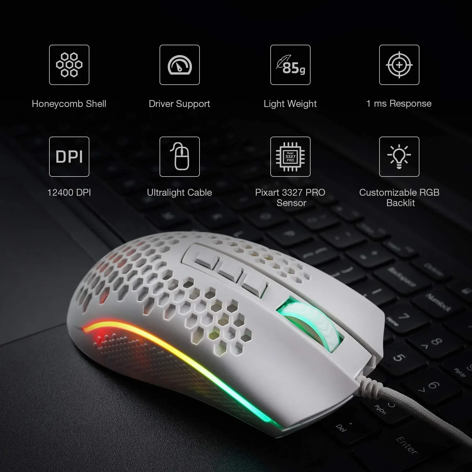 Mouse Redragon Storm M808 White - Image 3