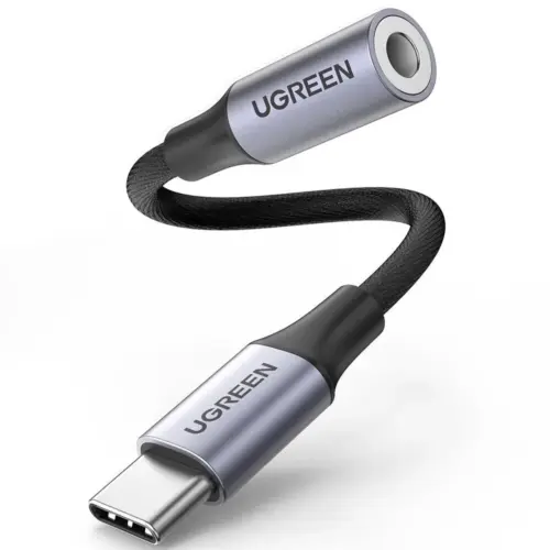 UGREEN USB-C TO 3.5MM M/F CABLE ALUMINUM SHELL WITH BRAIDED 10CM (SPACE GRAY)