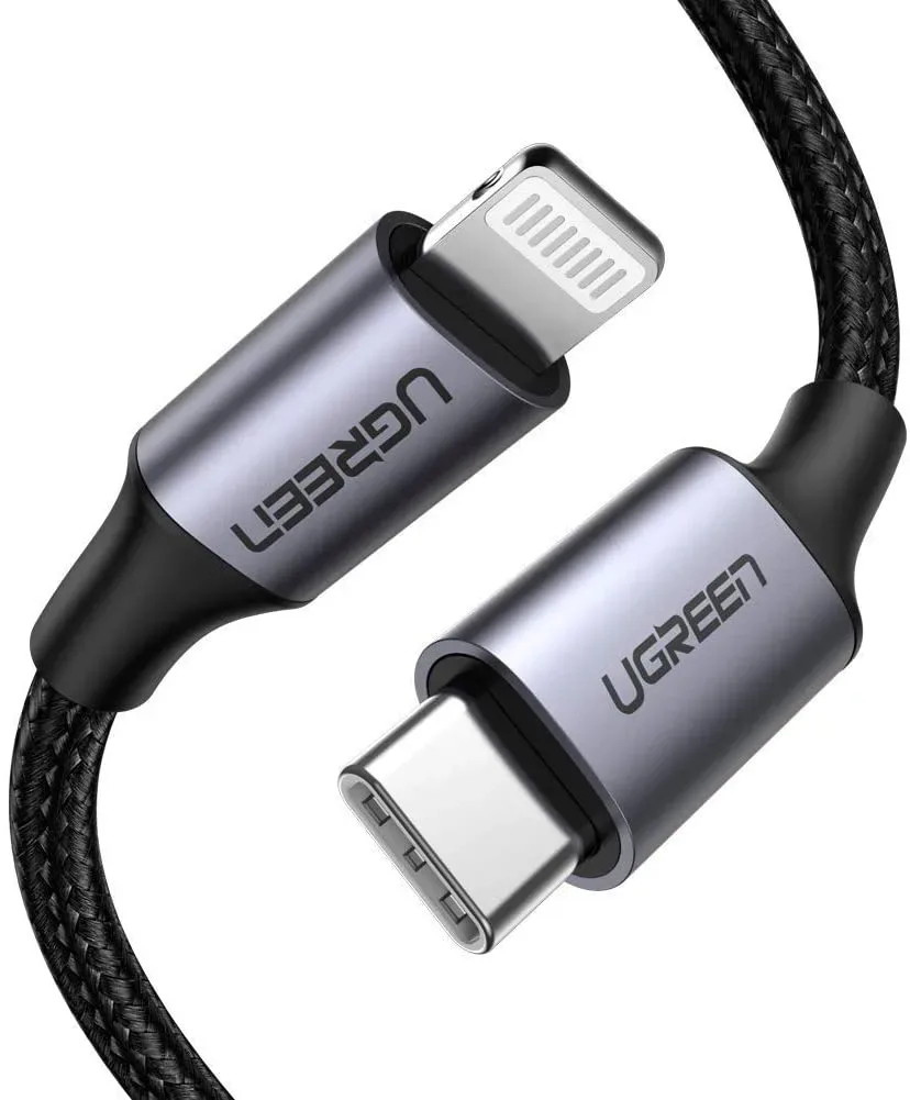 UGREEN LIGHTNING TO USB CABLE ALU CASE WITH BRAIDED  1M (BLACK)