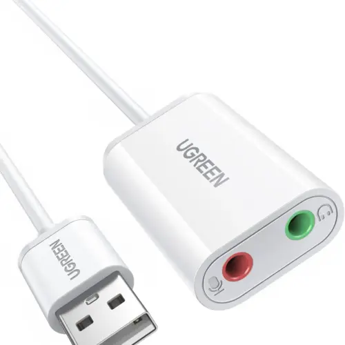 UGREEN USB 2.0 EXTERNAL SOUND ADAPTER (WHITE)