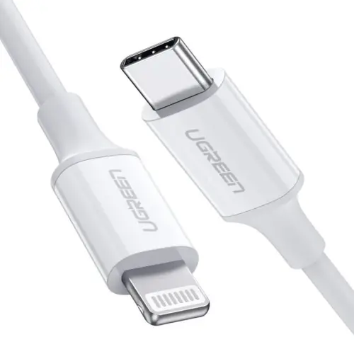 UGREEN USB-C TO LIGHTNING M/M CABLE RUBBER SHELL 1M (WHITE)