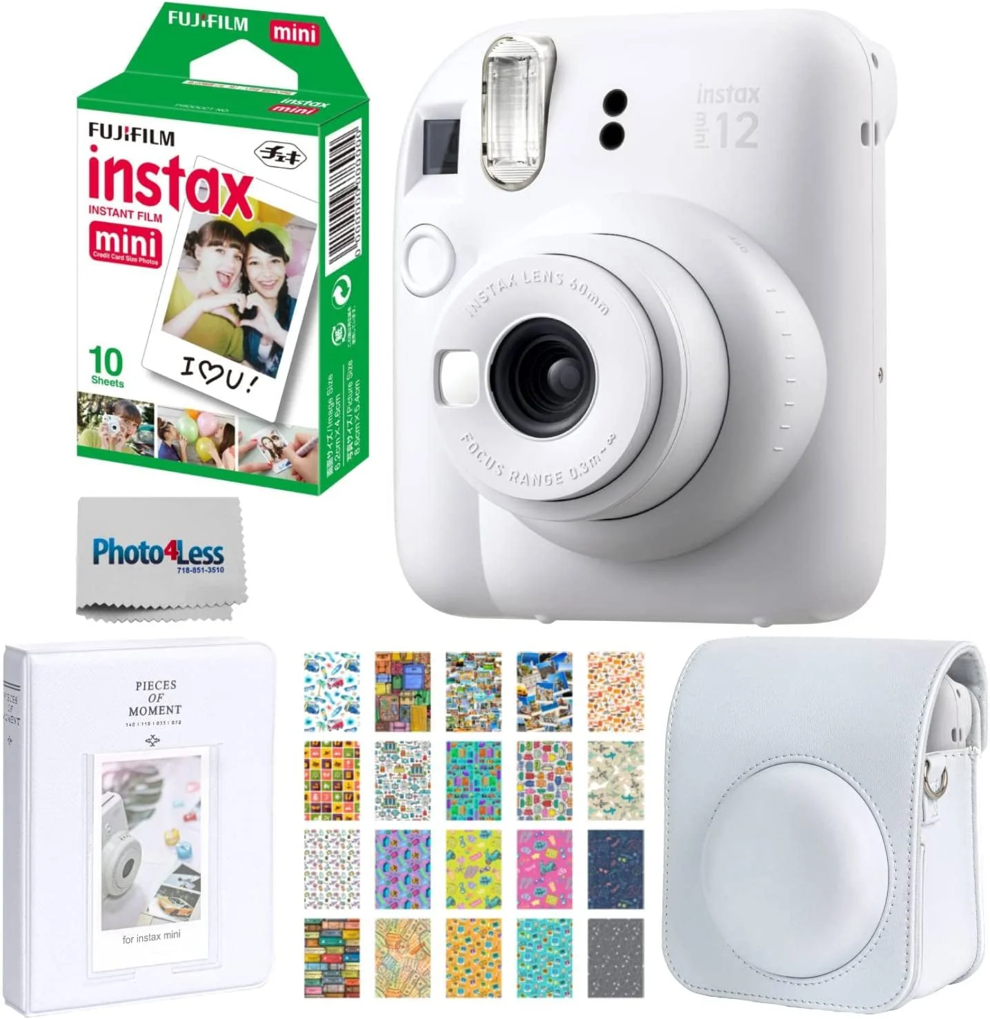 Bundle Camera Instax Mini 12 Clay White