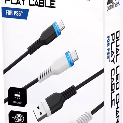 Fishe karikimi për levë PS5, Panthek, USB Dual Led Charge & Play, 3M
