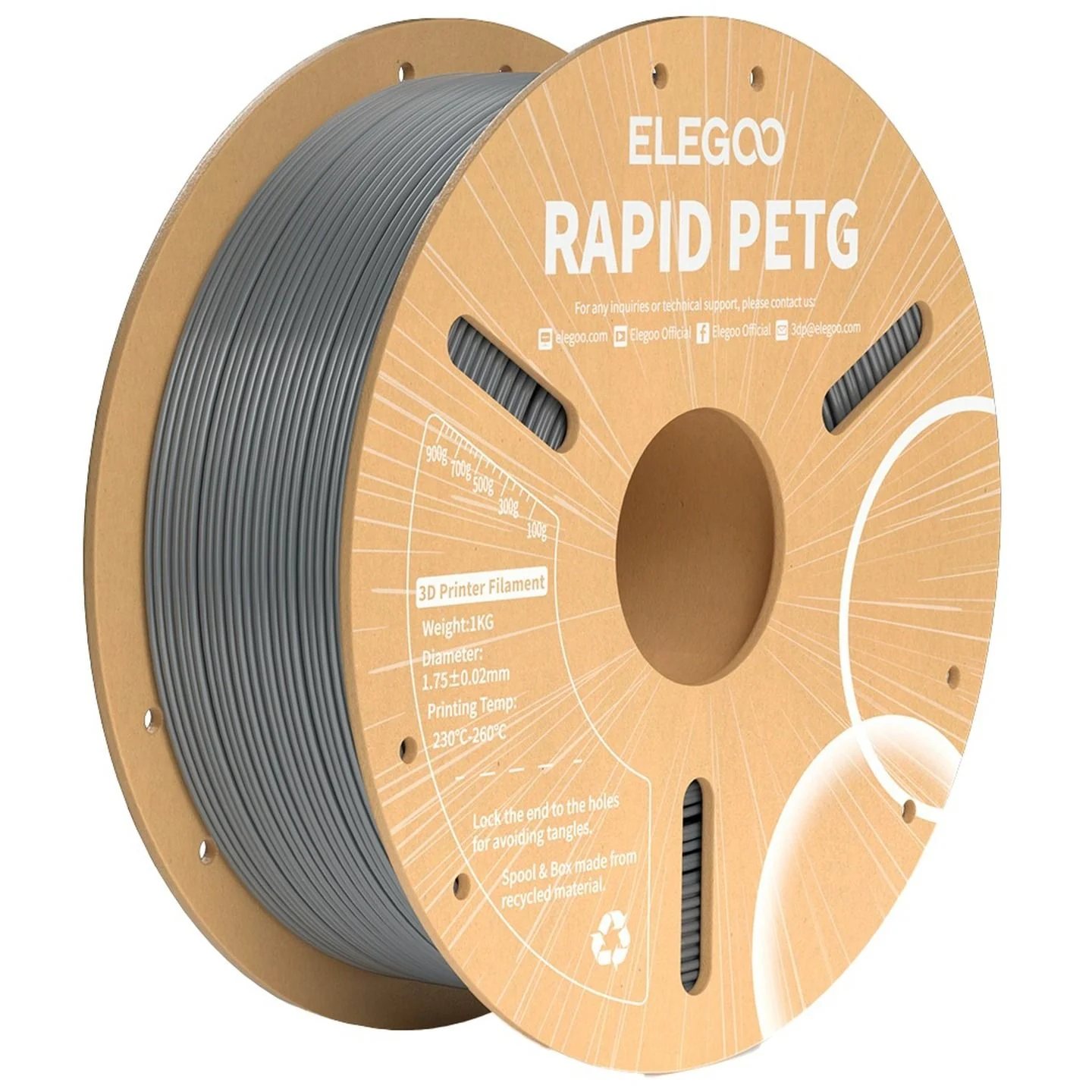 Filament Elegoo Rapid PETG Grey 1.75mm 1kg