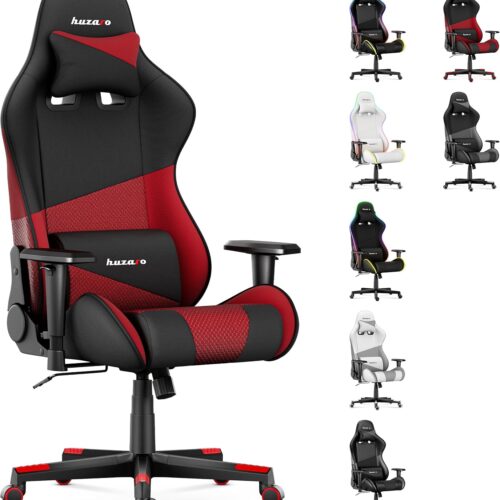 huzaro Force 6.2 Red Mesh Gaming Chair Office Chair Desk Chair Gamer Chair Fabric Maximum Load 130 kg Height Adjustable Headrest Lumbar Support Ergonomic Red