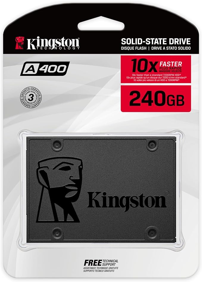 Kingston 240GB A400 SATA 3 2.5" Internal SSD SA400S37/240G - HDD Replacement for Increase Performance